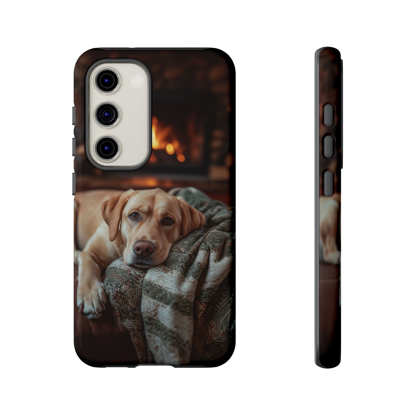 Cozy Labrador by Fireplace Samsung Galaxy Case – Rustic Cabin Protective Cover