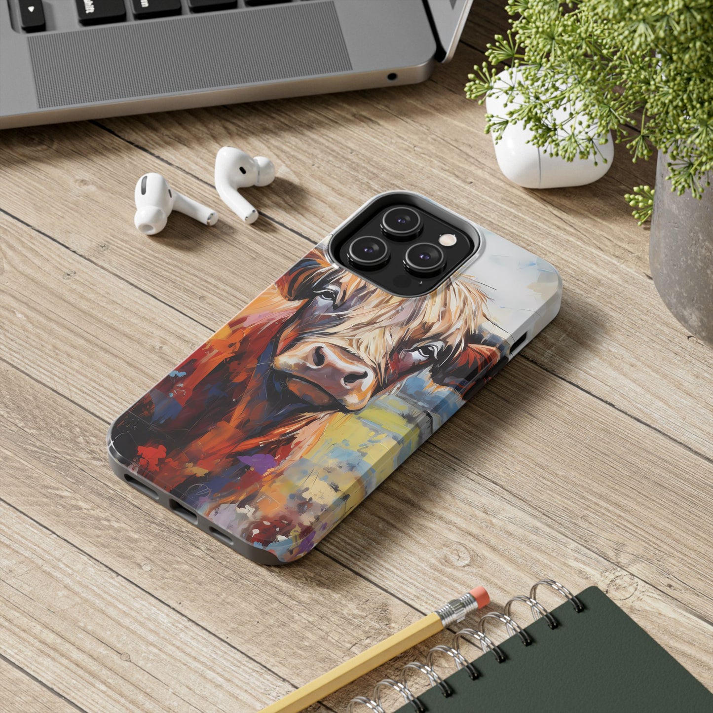 Cute Western Phone Case | Highland Cow | Robust Rocky Mountain-Inspired | Expressionism | Fresco