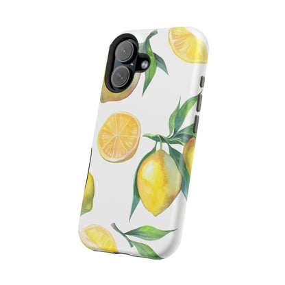 Lemon Grove Watercolor Tough MagSafe iPhone Case – Fresh Citrus Design, Dual-Layer Protection