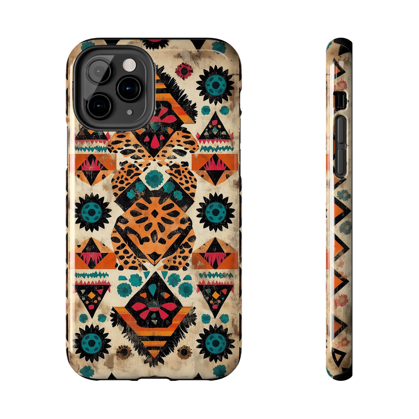 Bohemian Leopard & Tribal Floral Tough iPhone Case – Vibrant Eclectic Design, Dual - Layer Protection - BOGO Cases