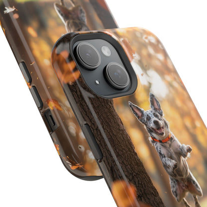 Energetic Blue Heeler Forest Pup MagSafe iPhone Case – Durable Outdoor-Inspired Design