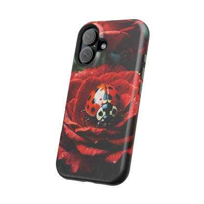 Elegant Rose & Ladybug Charm - MagSafe iPhone Case