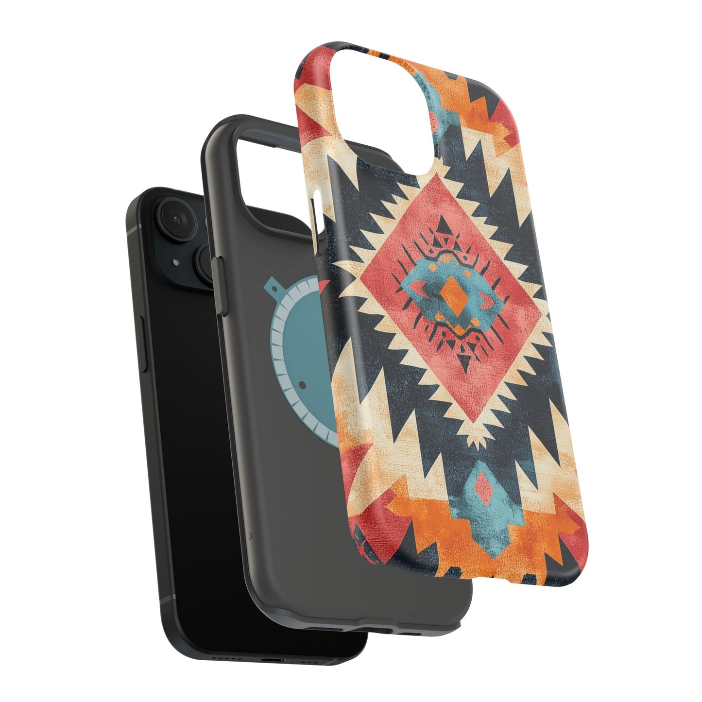 Bold Aztec Pattern Tough MagSafe iPhone Case – Vibrant Geometric Design, Dual-Layer Protection