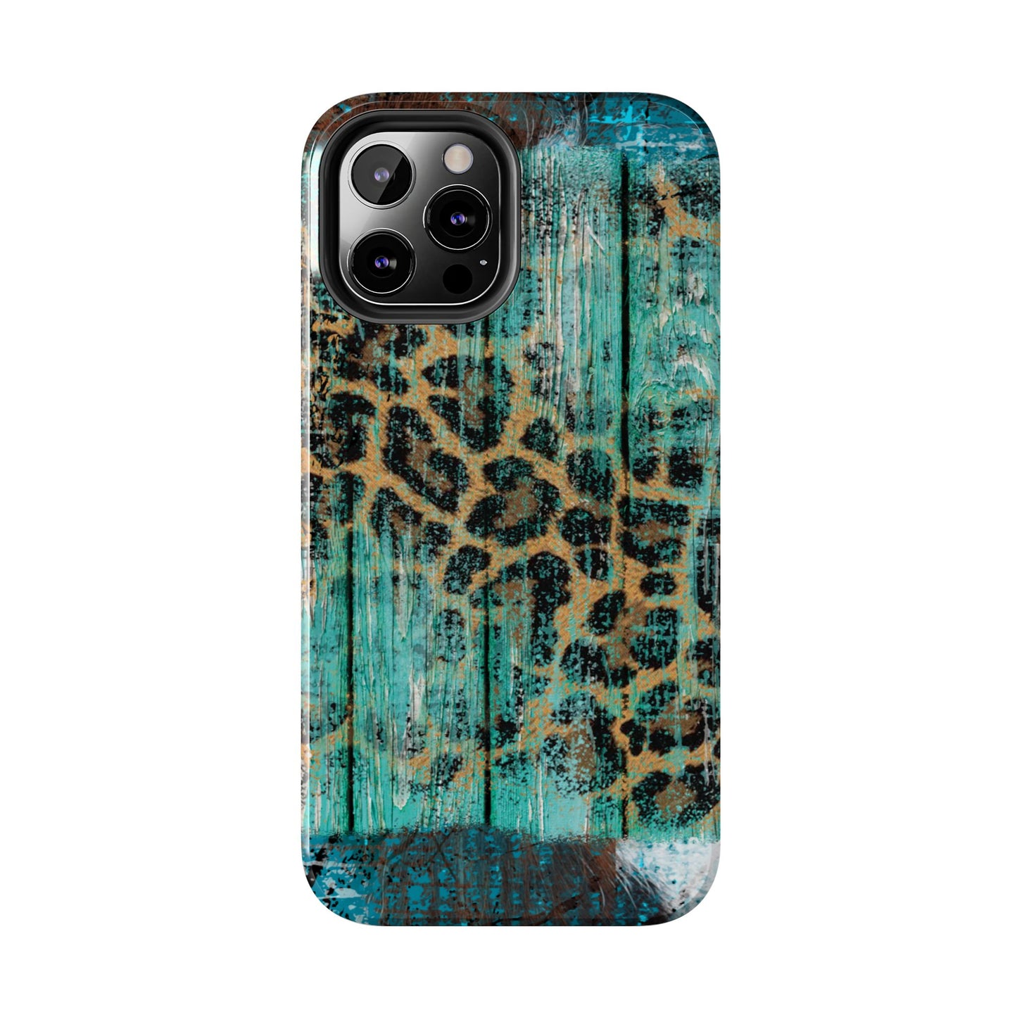 Turquoise Rustic Leopard Wood - iPhone Series Case