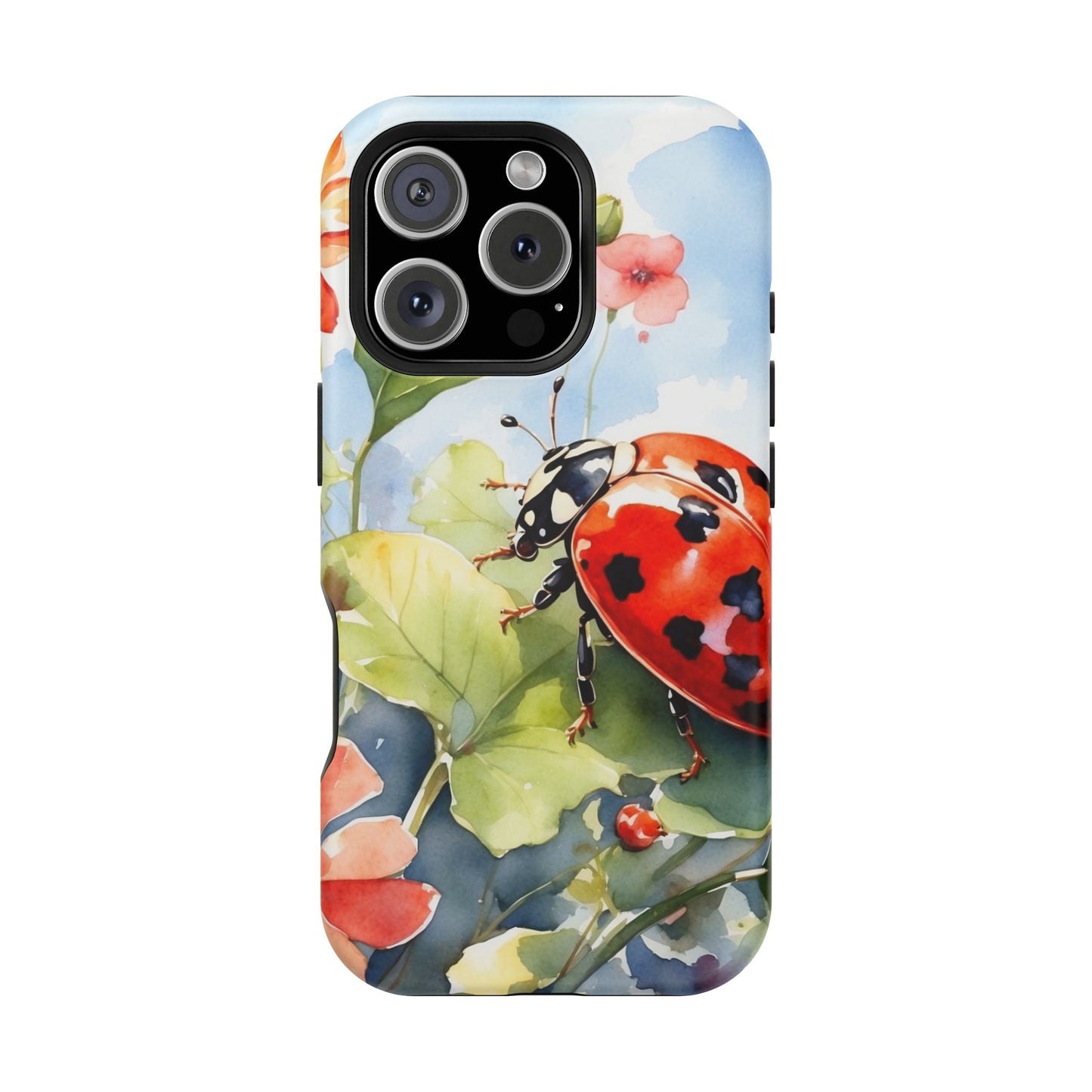 Watercolor Ladybug & Poppy Fields - MagSafe iPhone Case