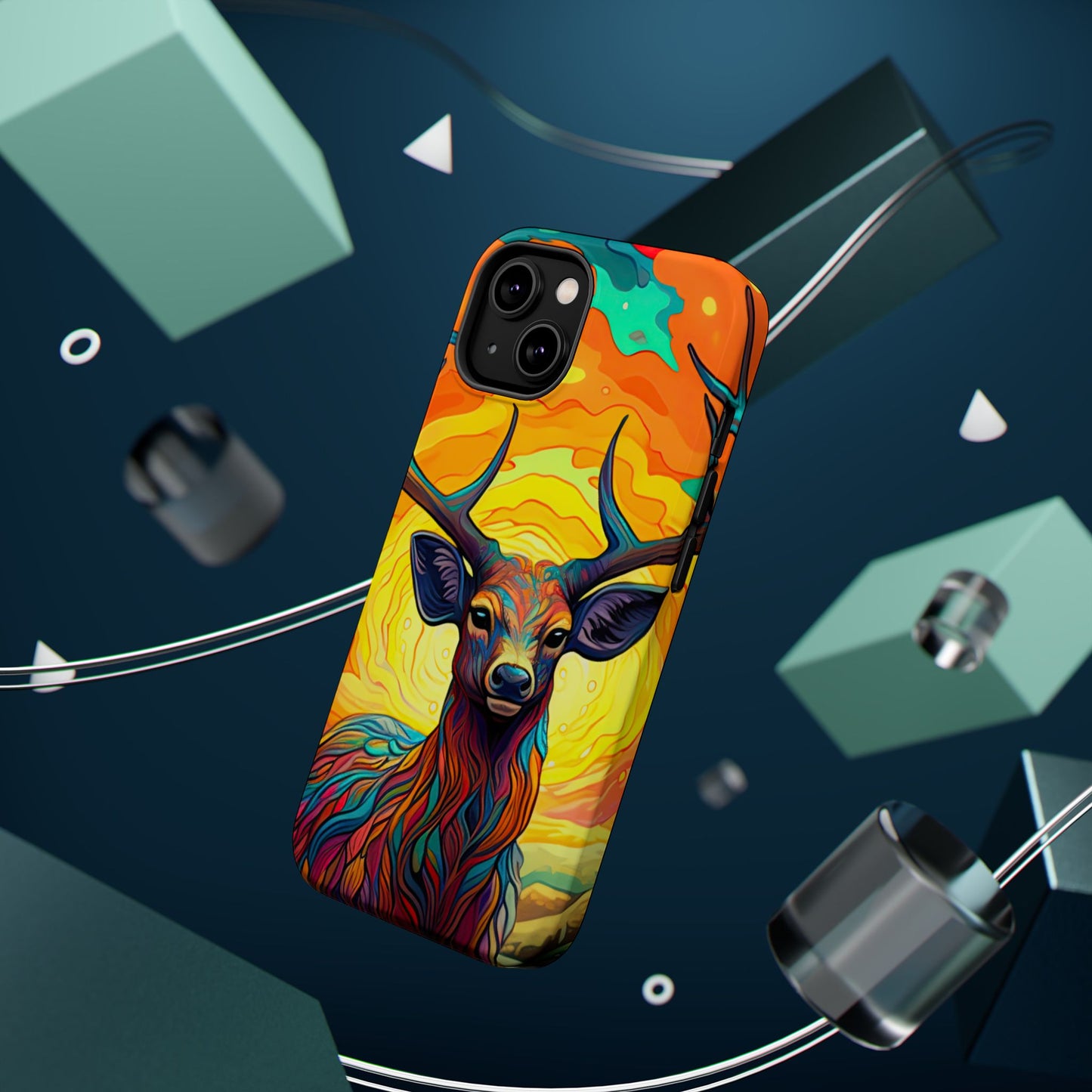 Vibrant Stag in Bloom – MagSafe iPhone Case