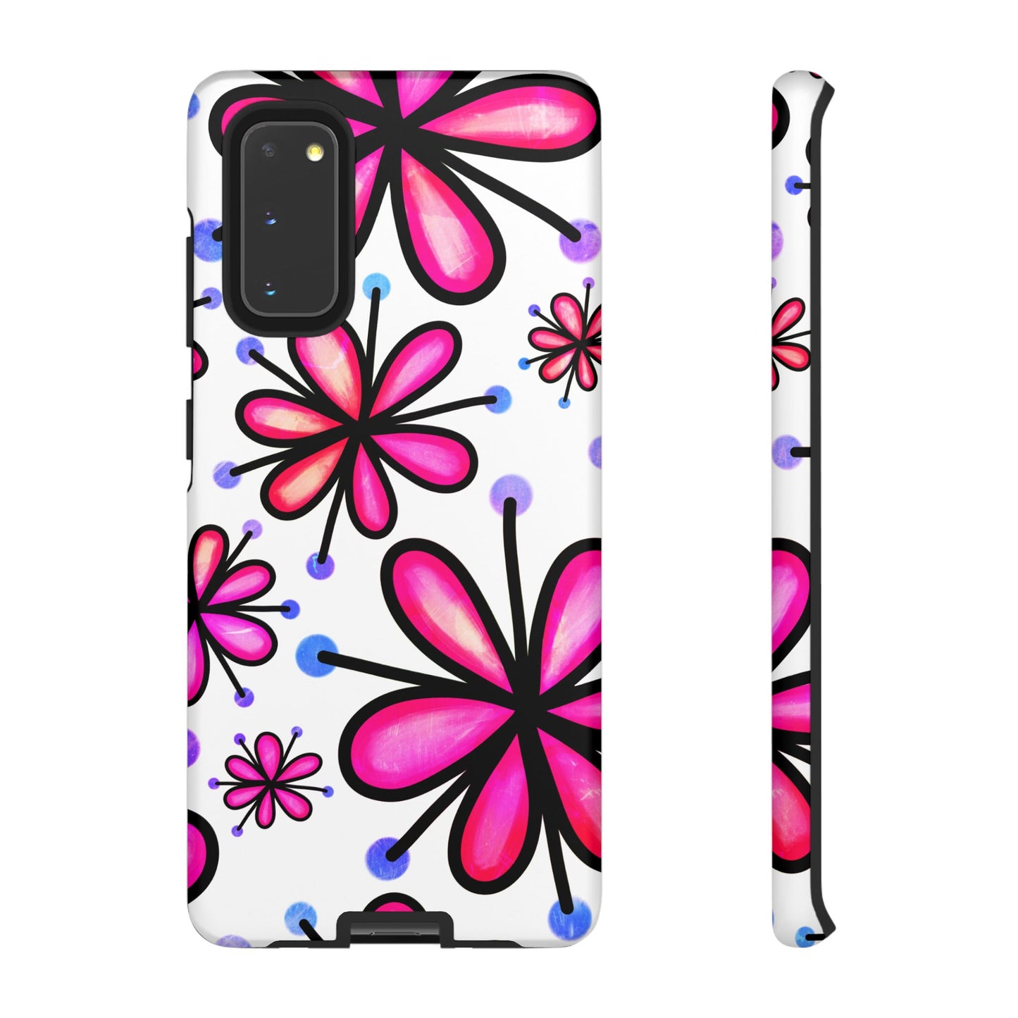 Pink Retro Bloom Samsung Galaxy Case – Ultra-Slim Design, Glossy Finish