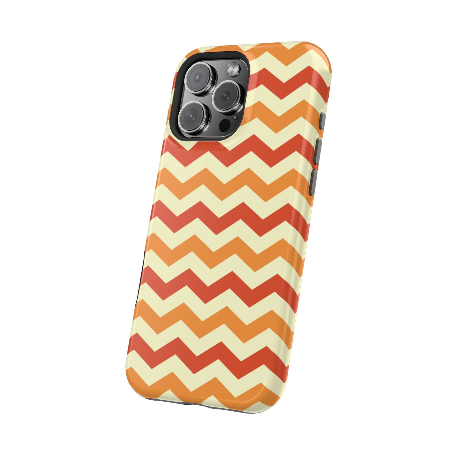 Warm Sunset Chevron – Orange, Red & Cream Geometric MagSafe iPhone Case