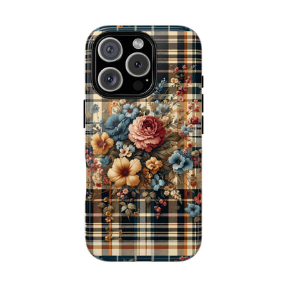 Vintage Floral Checkered Phone Case