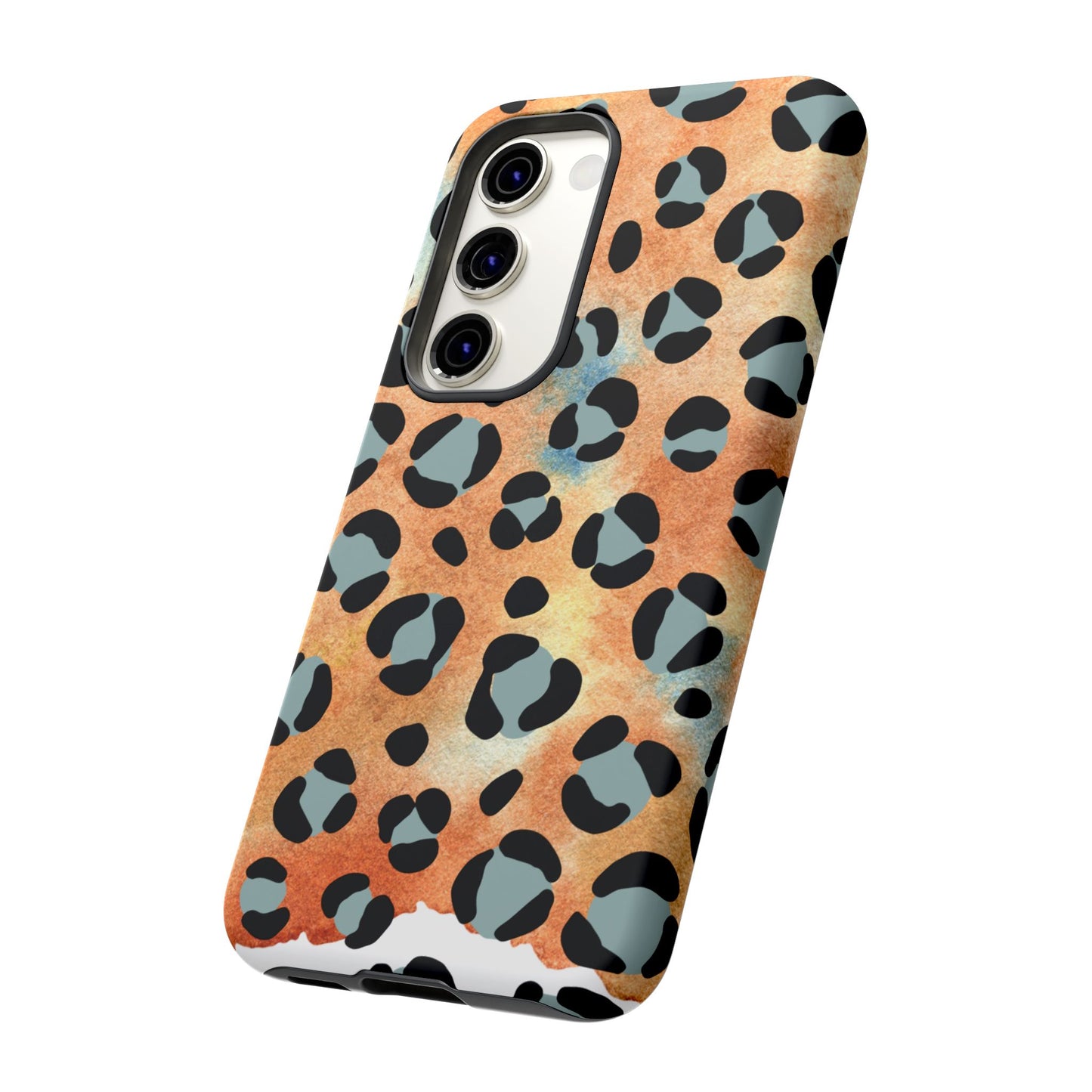 Sunset Watercolor Leopard Print Tough Samsung Galaxy Case – Artistic Animal Pattern with Dual-Layer Protection