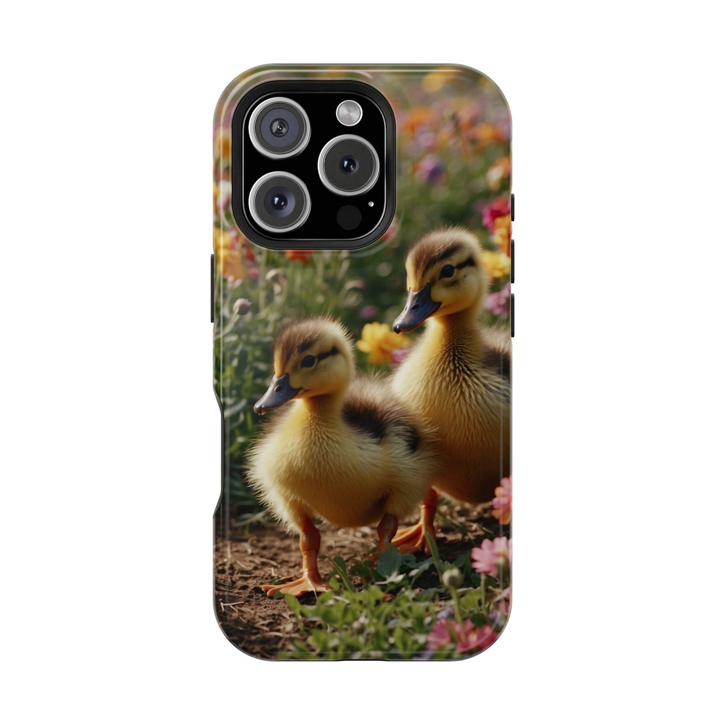 Charming Ducklings in Floral Garden - MagSafe iPhone Case