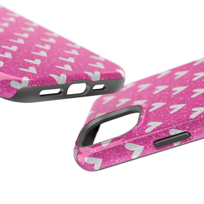 Pink Glitter Hearts Pattern – MagSafe iPhone Case