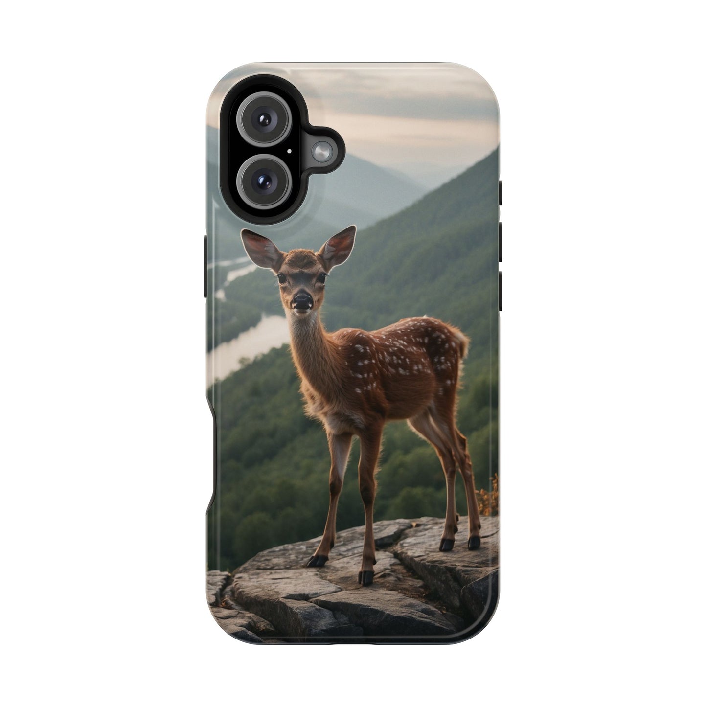 Majestic Fawn Overlooking Mountain Vista MagSafe iPhone Case