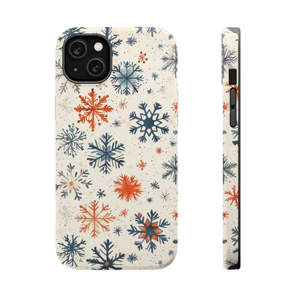 Rustic Orange and Blue Snowflake Pattern – MagSafe iPhone Series Case