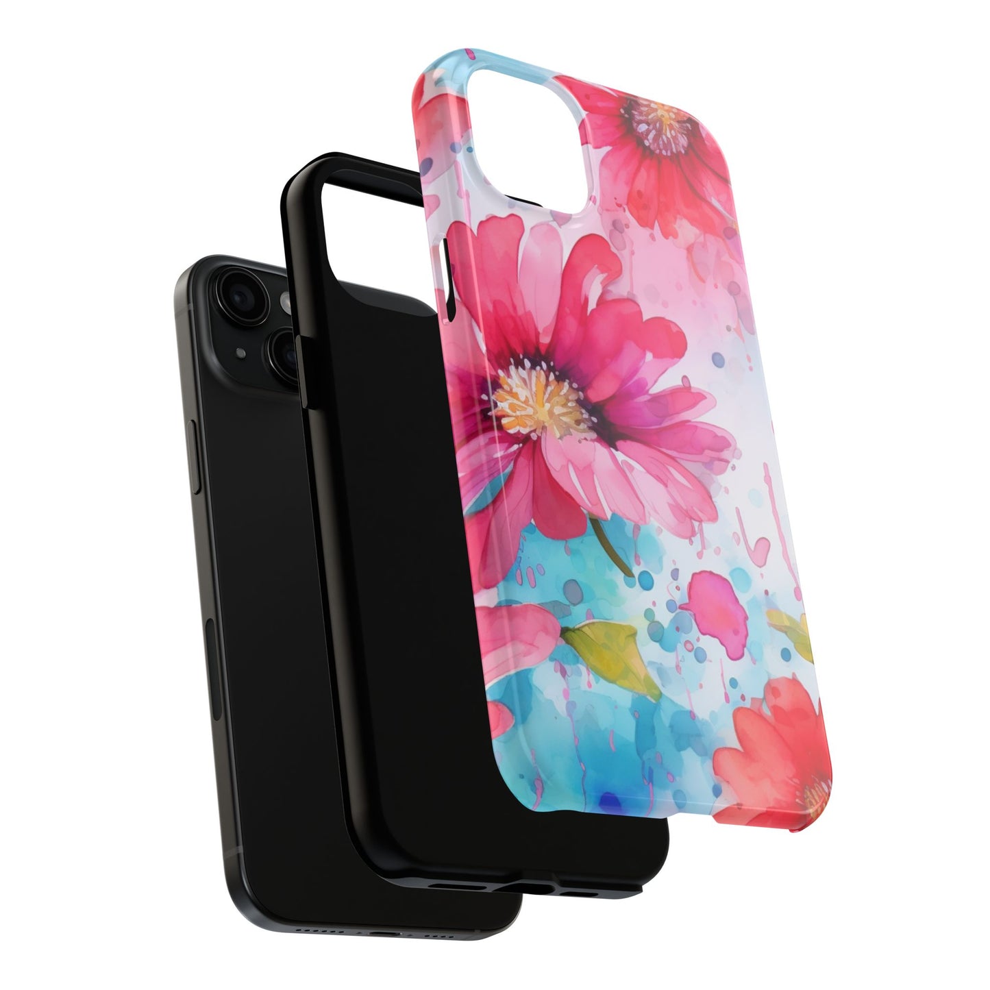 Vibrant Watercolor Red & Pink Floral - iPhone Case