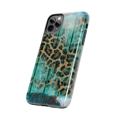 Turquoise Rustic Leopard Wood - iPhone Series Case