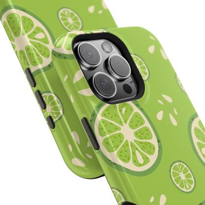 Zesty Lime Splash Tough MagSafe iPhone Case – Fresh Citrus Design, Dual-Layer Protection