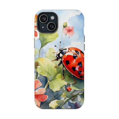 Watercolor Ladybug & Poppy Fields - MagSafe iPhone Case