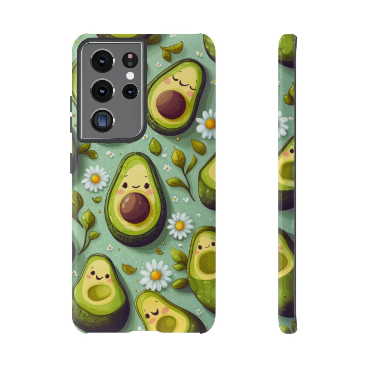 Cute Avocado Samsung Galaxy Case – Adorable Kawaii Avocados with Daisies, Shock - Resistant - BOGO Cases