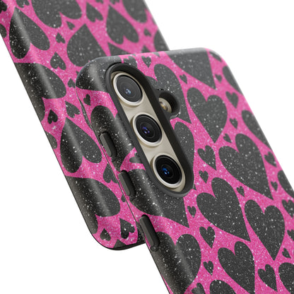 Pink Glitter Hearts Samsung Galaxy Case