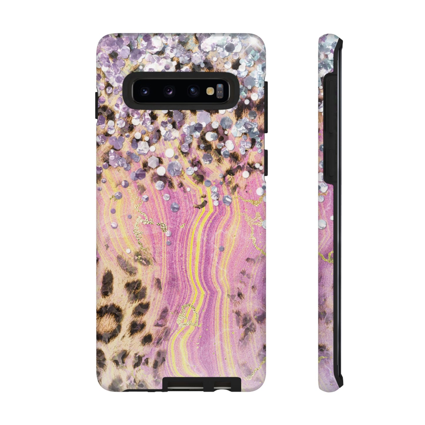 Crystal Glam Leopard - Samsung Galaxy Series Case with Glitter and Gem Accents