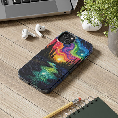 Celestial Nightscape iPhone Case – Vibrant River and Starry Sky Design