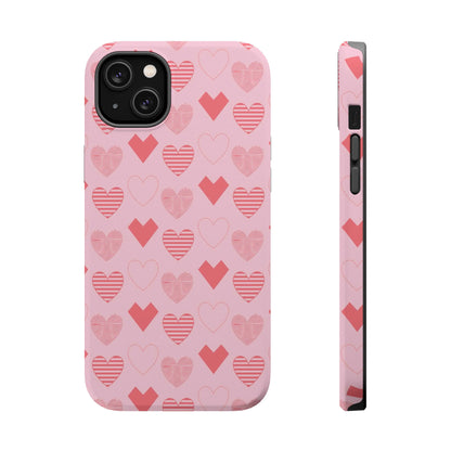 Striped Hearts MagSafe iPhone Case