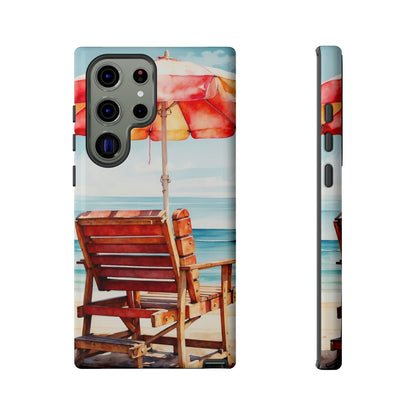 Beachfront Sunset Lounge Samsung Galaxy Case – Vibrant Watercolor Design