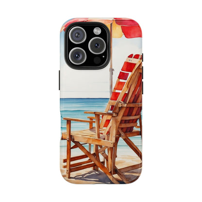 Beach Bliss iPhone Series Case – Relaxing Seaside Chair and Umbrella Design