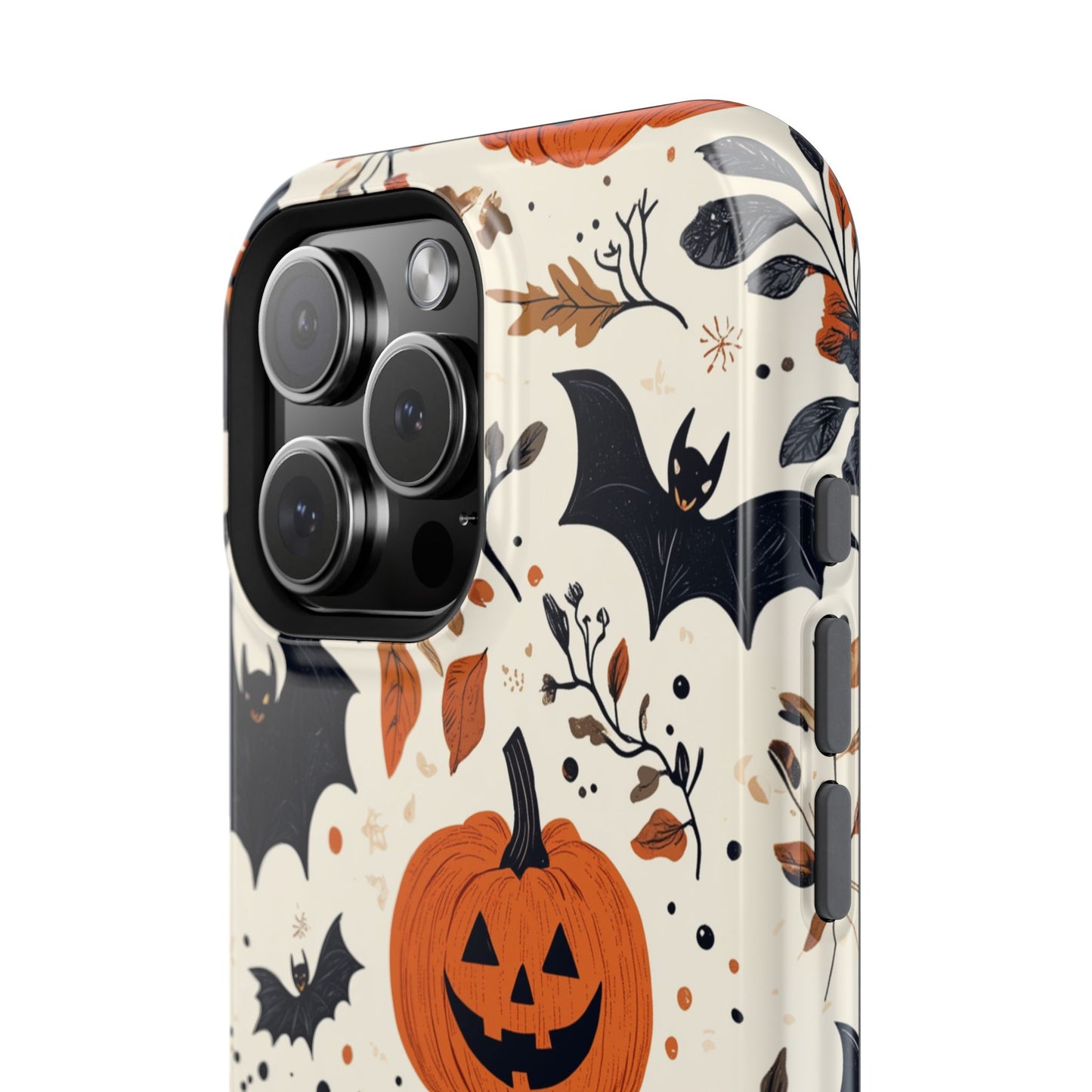 Charming Halloween MagSafe iPhone Case – Pumpkin, Bats, and Spooky Lantern Design