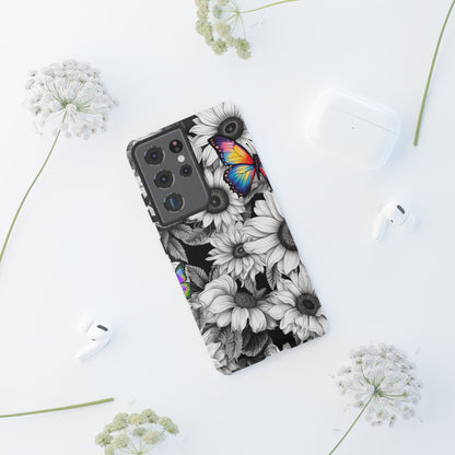 Rainbow Butterflies & Monochrome Sunflowers – Samsung Galaxy Case