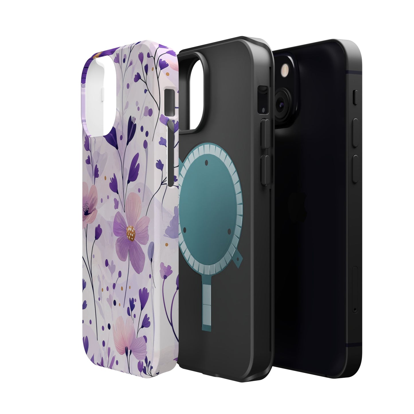 Purple Floral Bliss MagSafe iPhone Case – Delicate Blossom Design