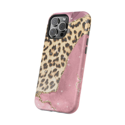 Pink Glam Leopard - MagSafe iPhone Series Case with Glitter Accents