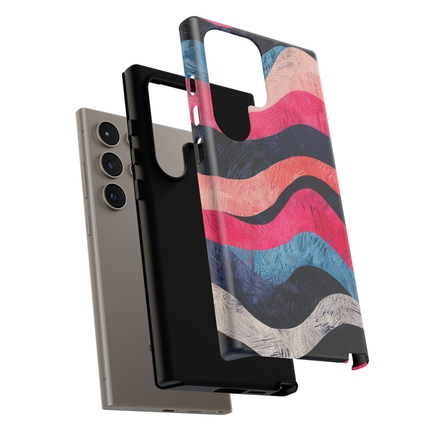 Abstract Wave Pattern Samsung Galaxy Case – Shockproof, Matte Finish, Dual-Layer Protection