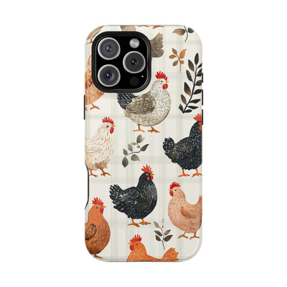 MagSafe iPhone Case: Vintage Chicken & Leaves – Farmhouse Style Case