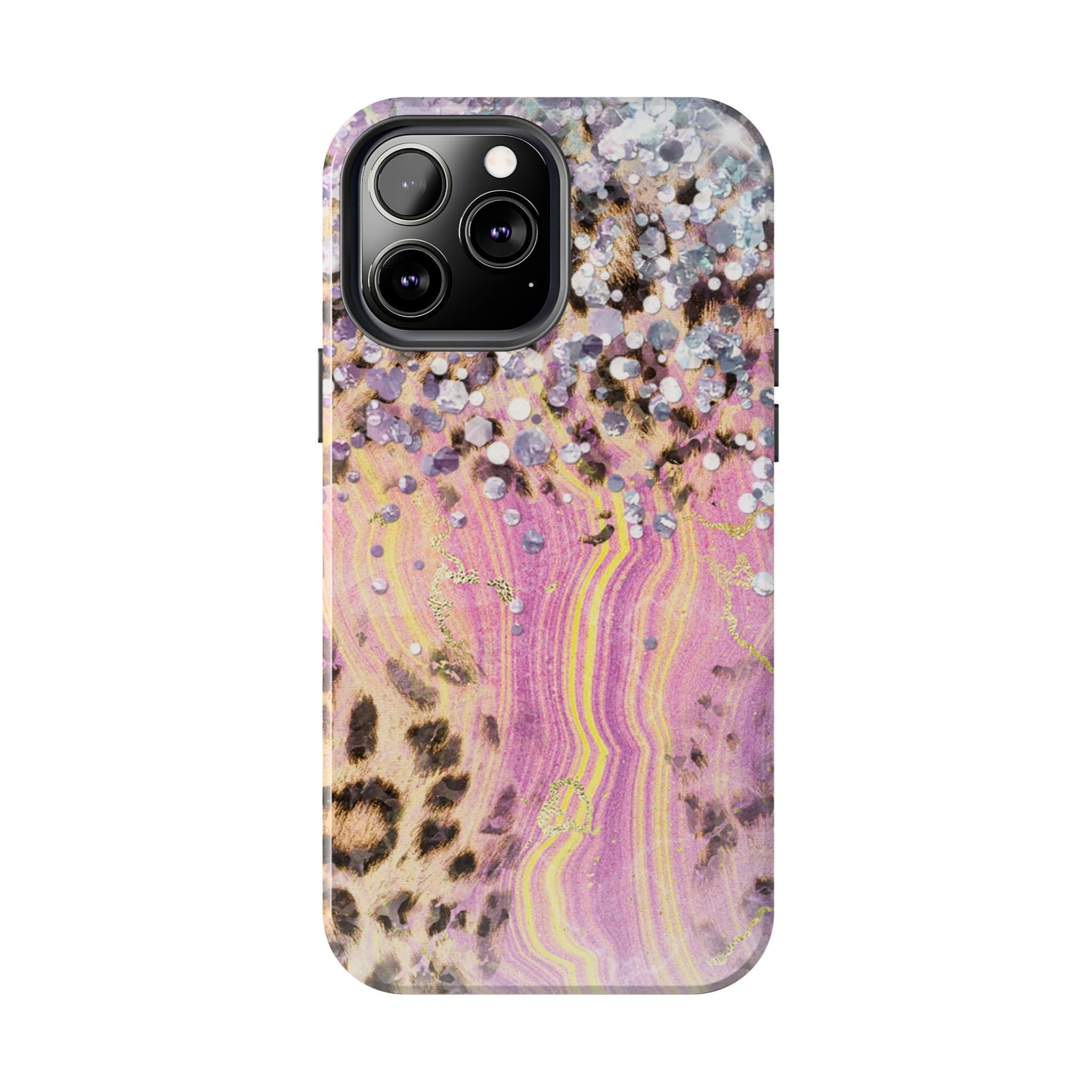 Crystal Glam Leopard - iPhone Series Case with Glitter and Gem Accents