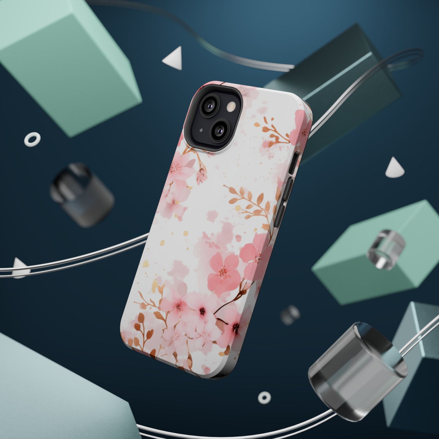 Soft Pink Cherry Blossom MagSafe Case – Floral Elegance with Wireless Charging