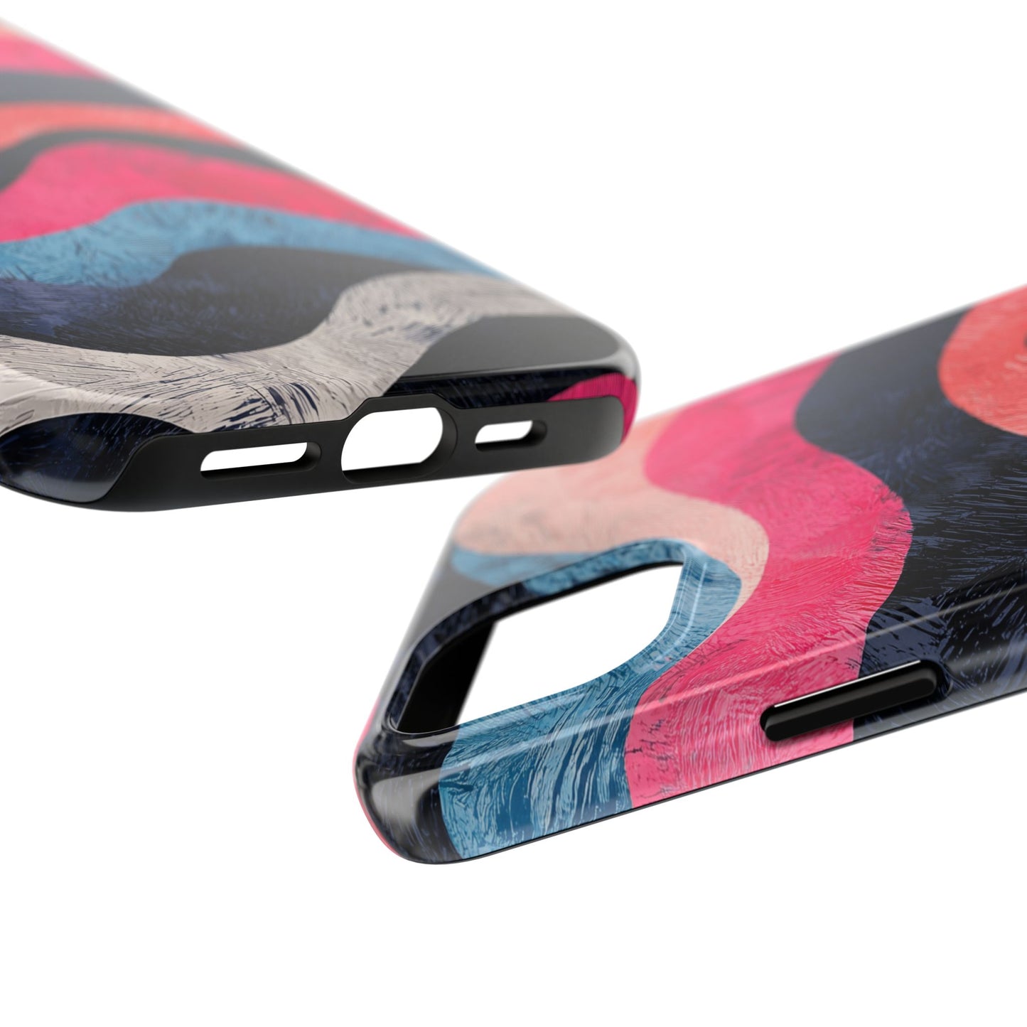 Abstract Wave Pattern iPhone Case – Shockproof, Matte Finish, Dual-Layer Protection