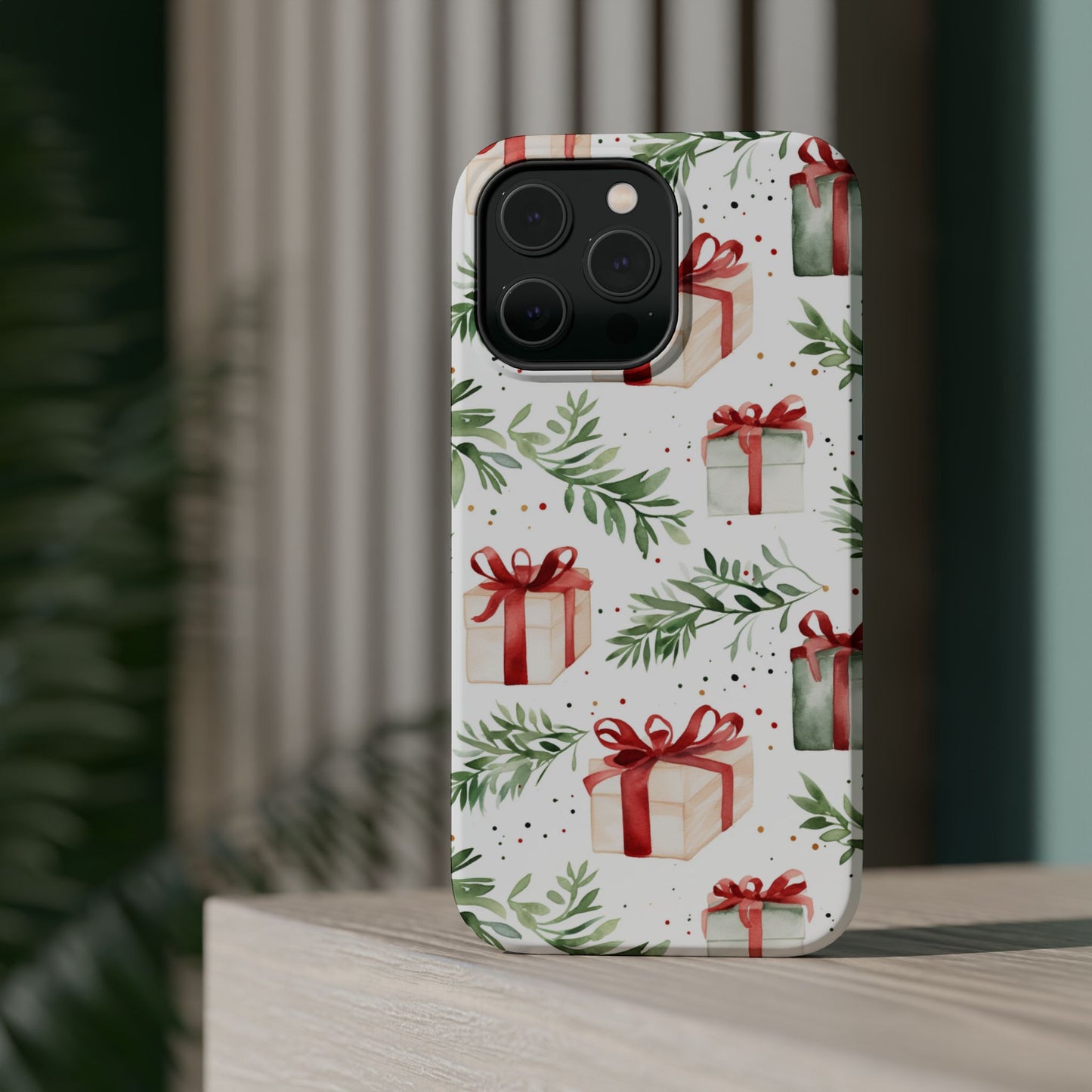 Watercolor Holiday Gifts & Greenery - MagSafe iPhone Series Case