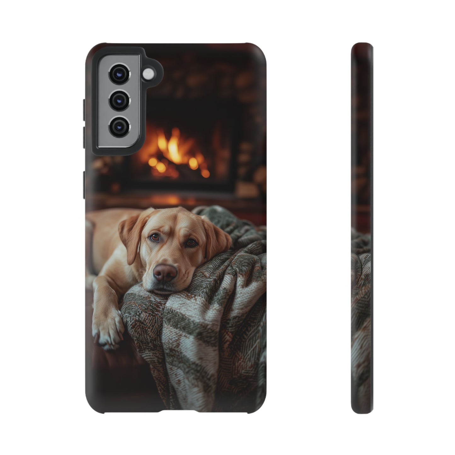 Cozy Labrador by Fireplace Samsung Galaxy Case – Rustic Cabin Protective Cover