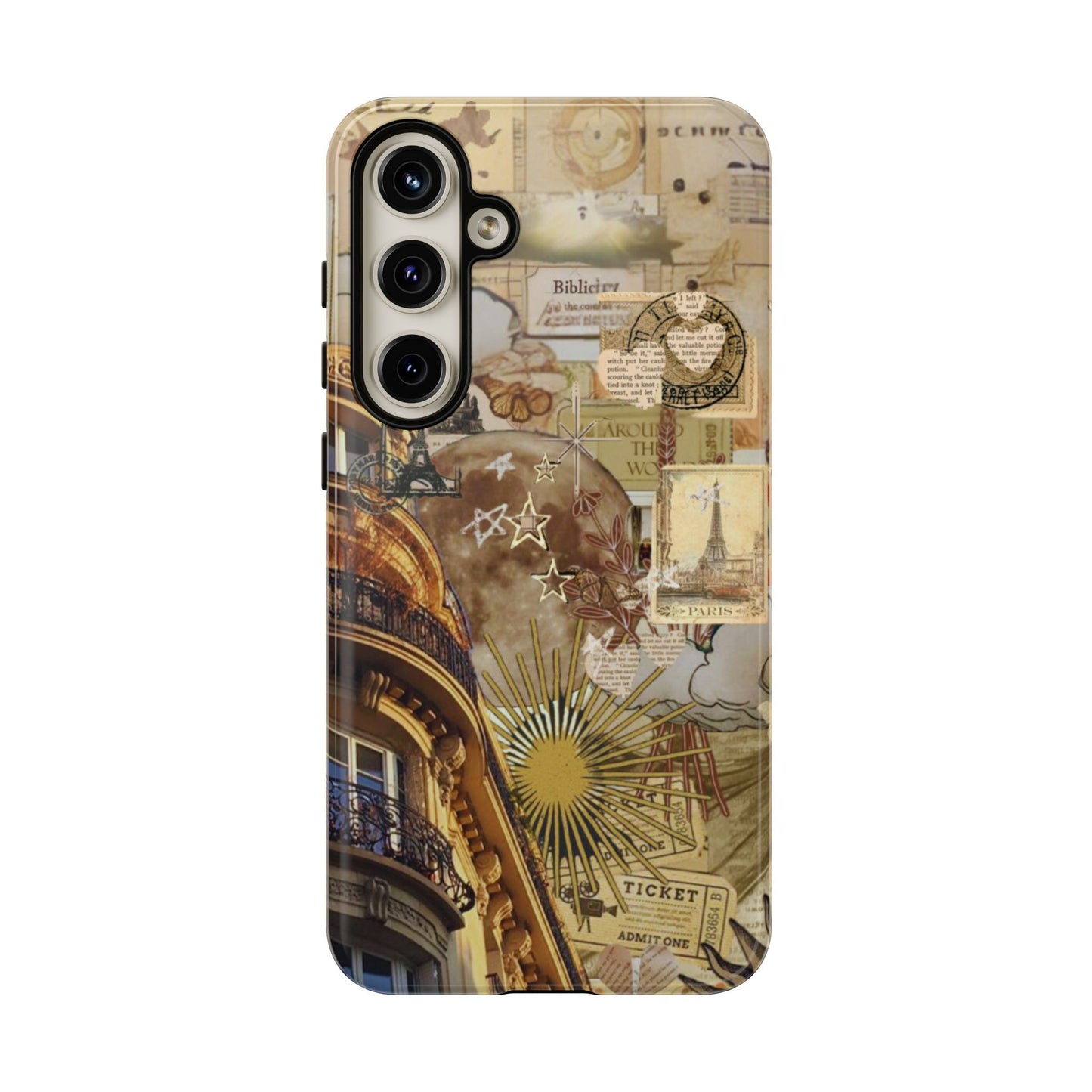 Parisian Dream Collage Samsung Galaxy Case – Dual-Layer Protection with Vintage French Aesthetic