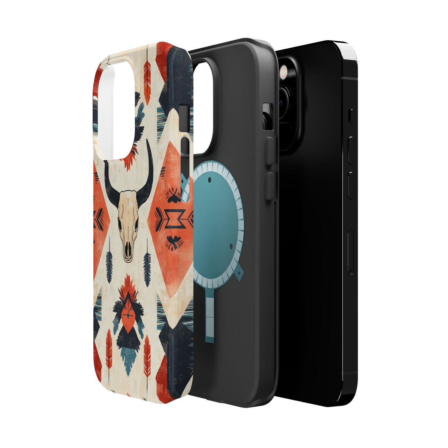 Southwestern Boho Skull Tough MagSafe iPhone Case – Durable Matte Finish, Dual-Layer Protection