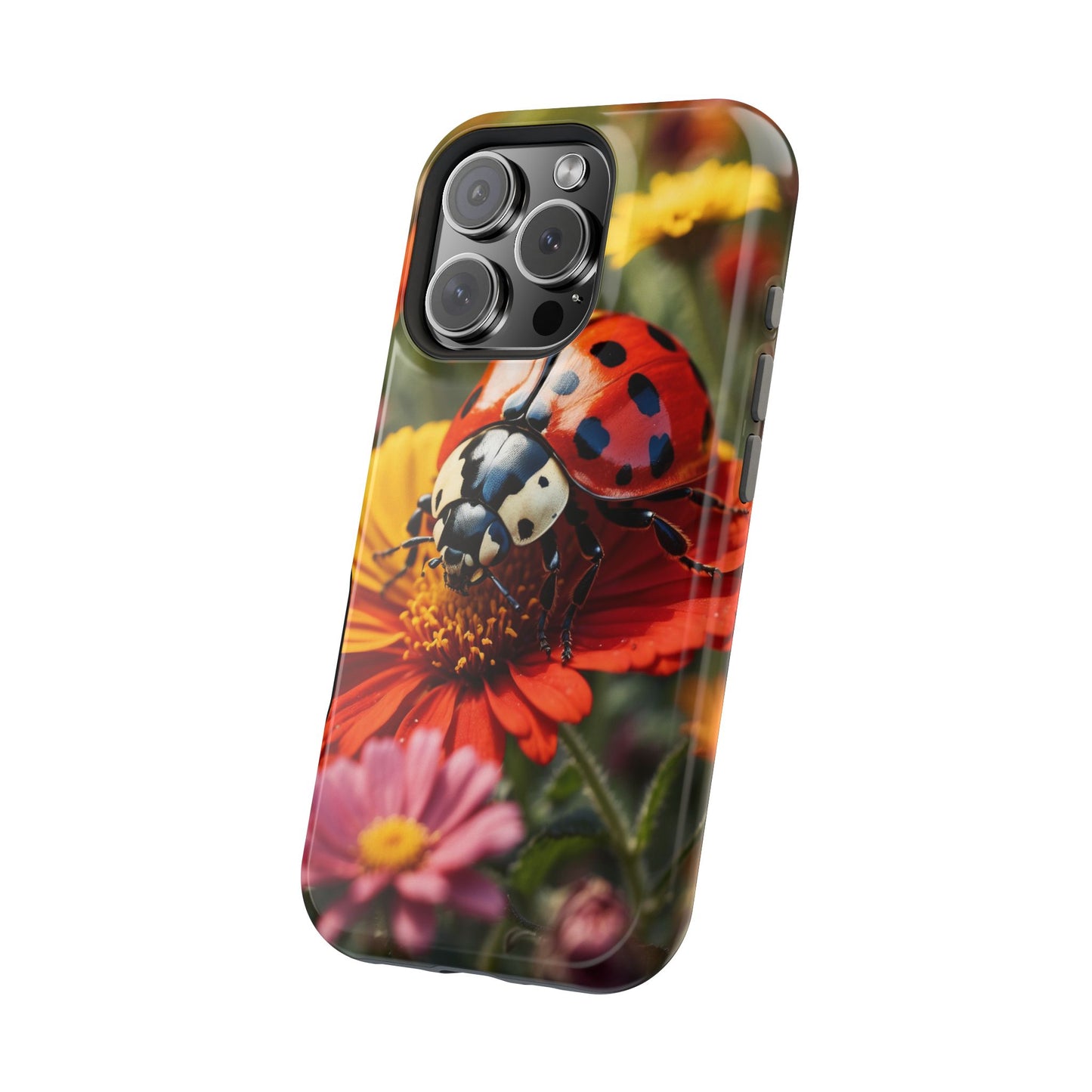 Ladybug on Orange Daisy - MagSafe iPhone Case