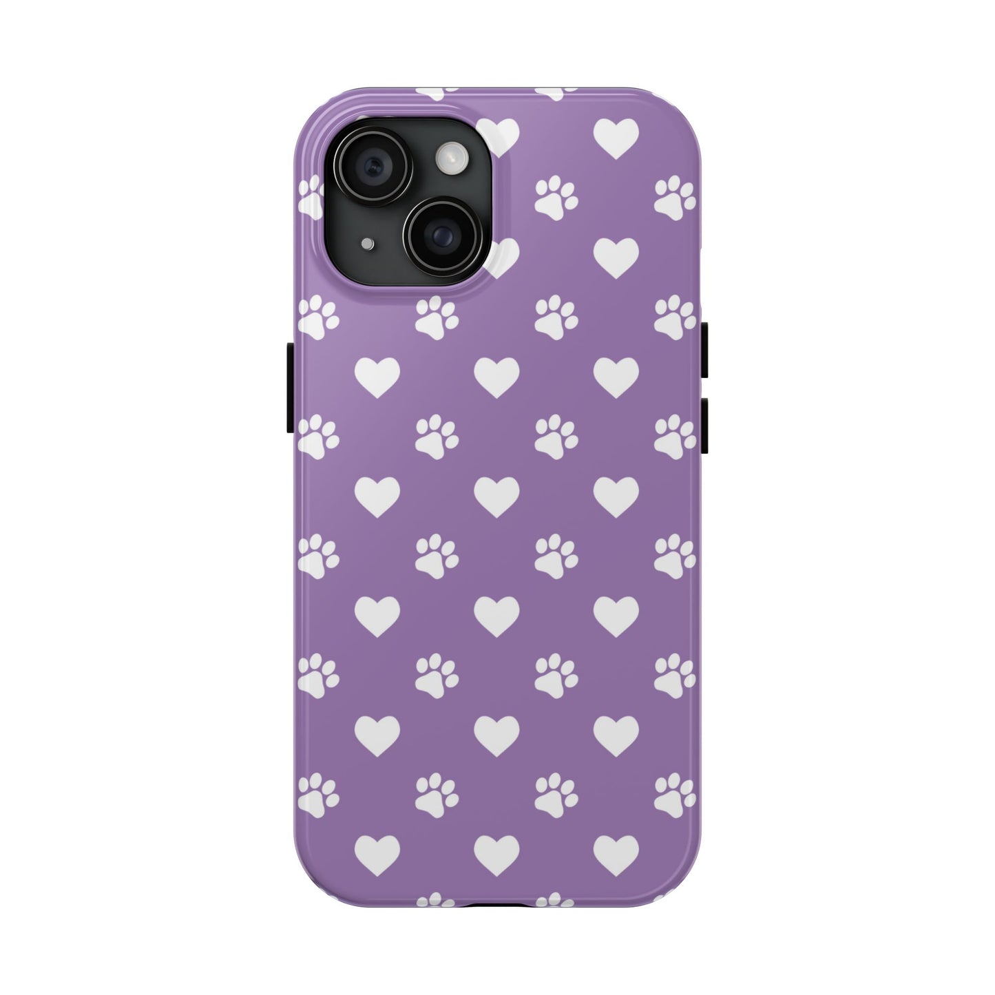 Lavender Paw Prints & Hearts Design - Adorable Pet Lover iPhone Case