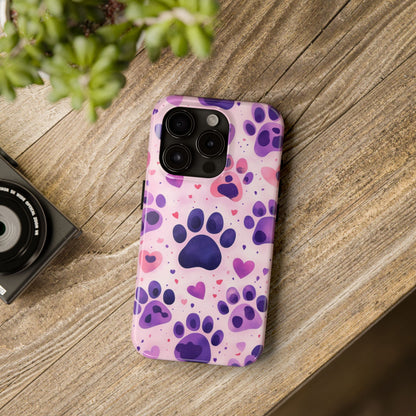 Purple Paw Print iPhone Case - Playful Pet Lover’s Protective Cover