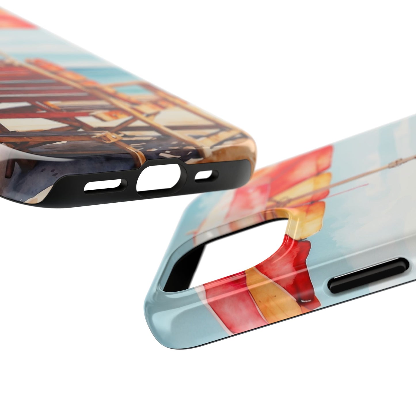 Beachfront Sunset Lounge iPhone Case – Vibrant Watercolor Design