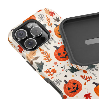 Halloween Pumpkin & Skeleton MagSafe iPhone Case – Spooky Autumn Design