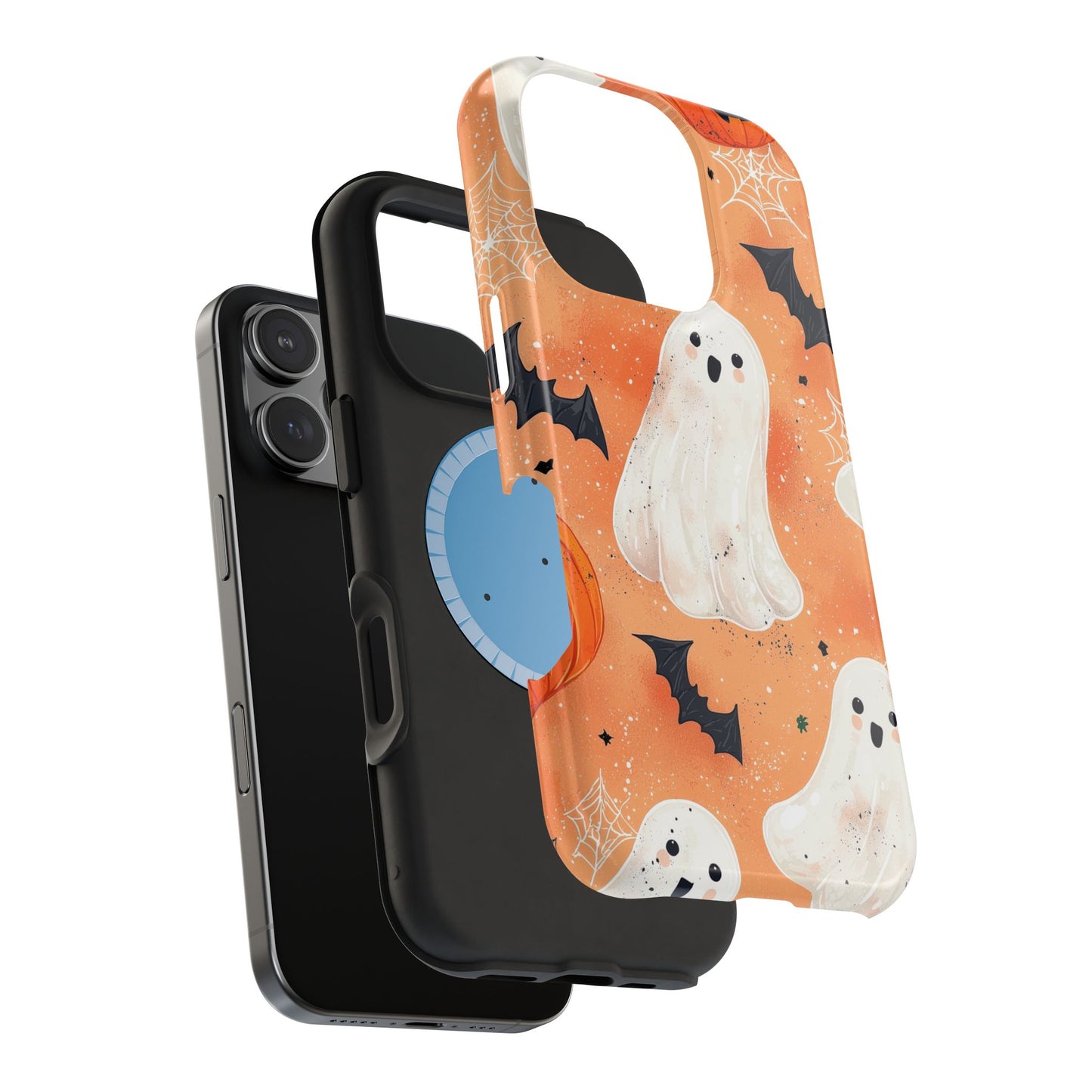 Spooky Cute Ghost MagSafe iPhone Case – Halloween Ghosts, Pumpkins, Bats & Cobwebs Design