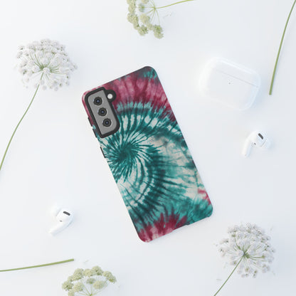 Teal and Pink Spiral Tie-Dye Samsung Galaxy Case – Boho Chic Design