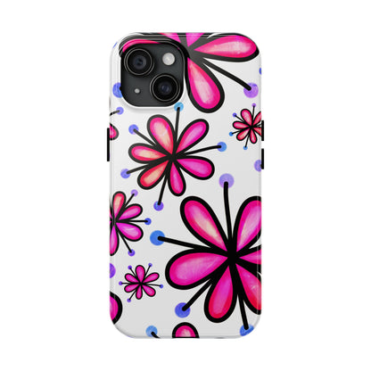 Pink Retro Bloom iPhone Case – Ultra-Slim Design, Glossy Finish